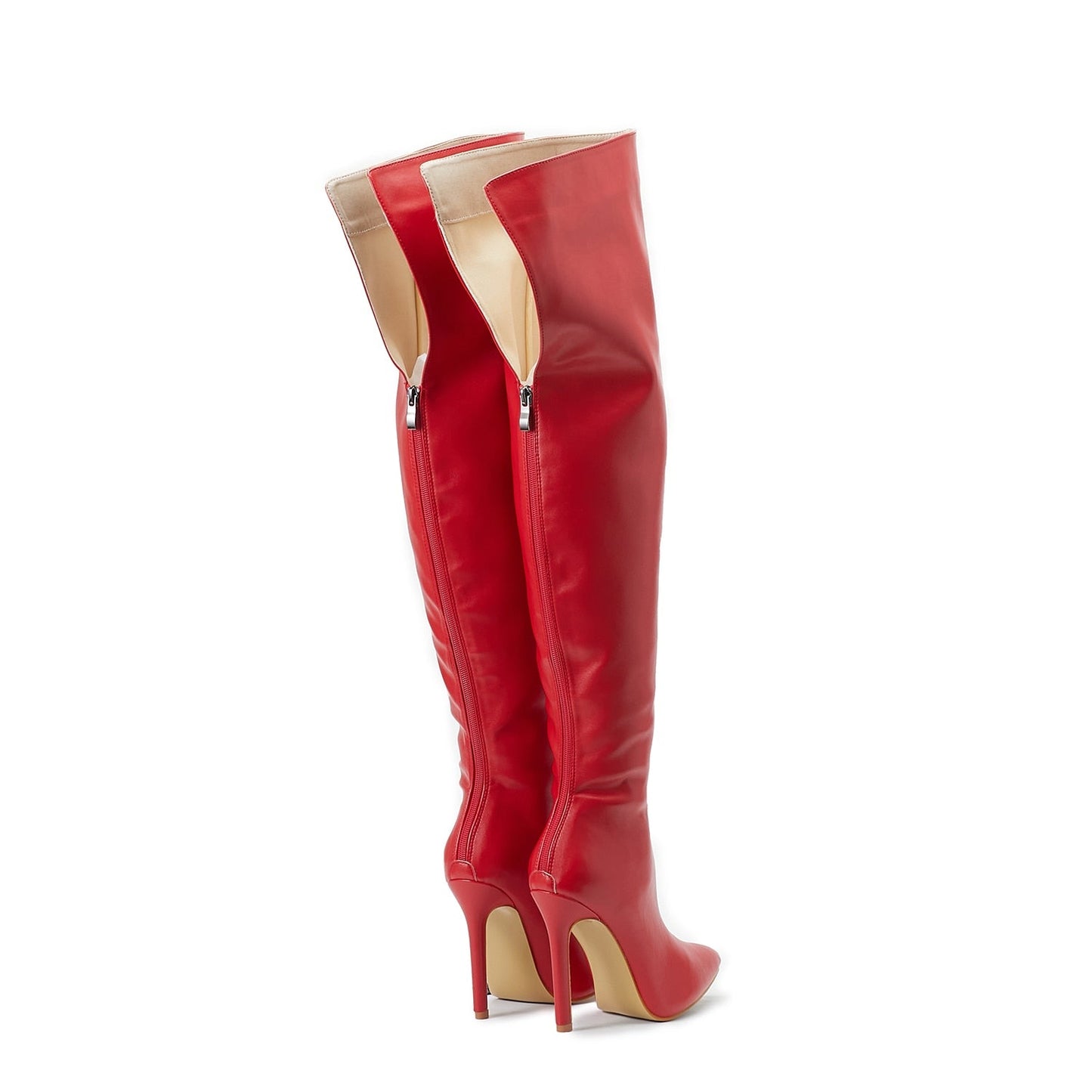 Red Leather Thigh High Boots