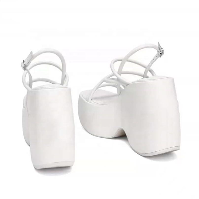White High-heeled platform Ankle Strap Sandals