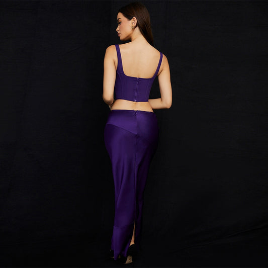 Purple 2 Piece Corset & Skirt Set
