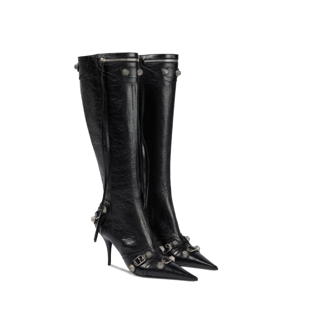 Black Cagole High Fashion buckles Knee High Boots