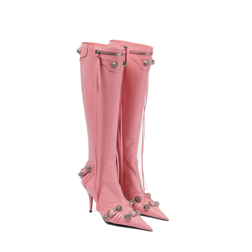 Pink Cagole High Fashion buckles Knee High Boots