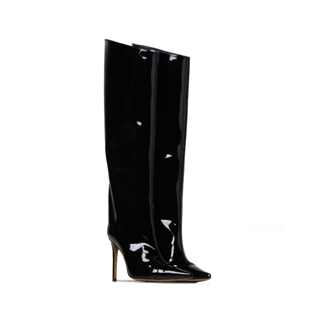 Black High Fashion Metallic Knee High Boots