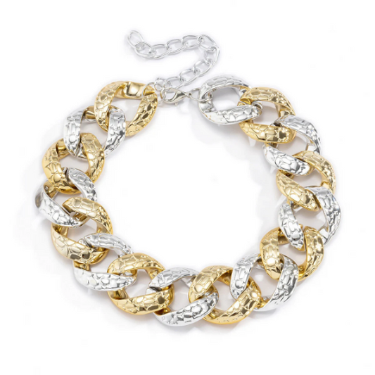Stylish Gold and Silver Chunky Chain Necklace.