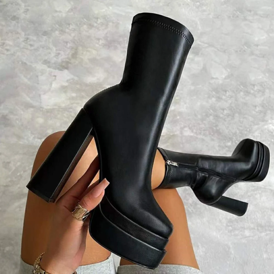 Black Double Platform Ankle Boots ADONIS BOUTIQUE