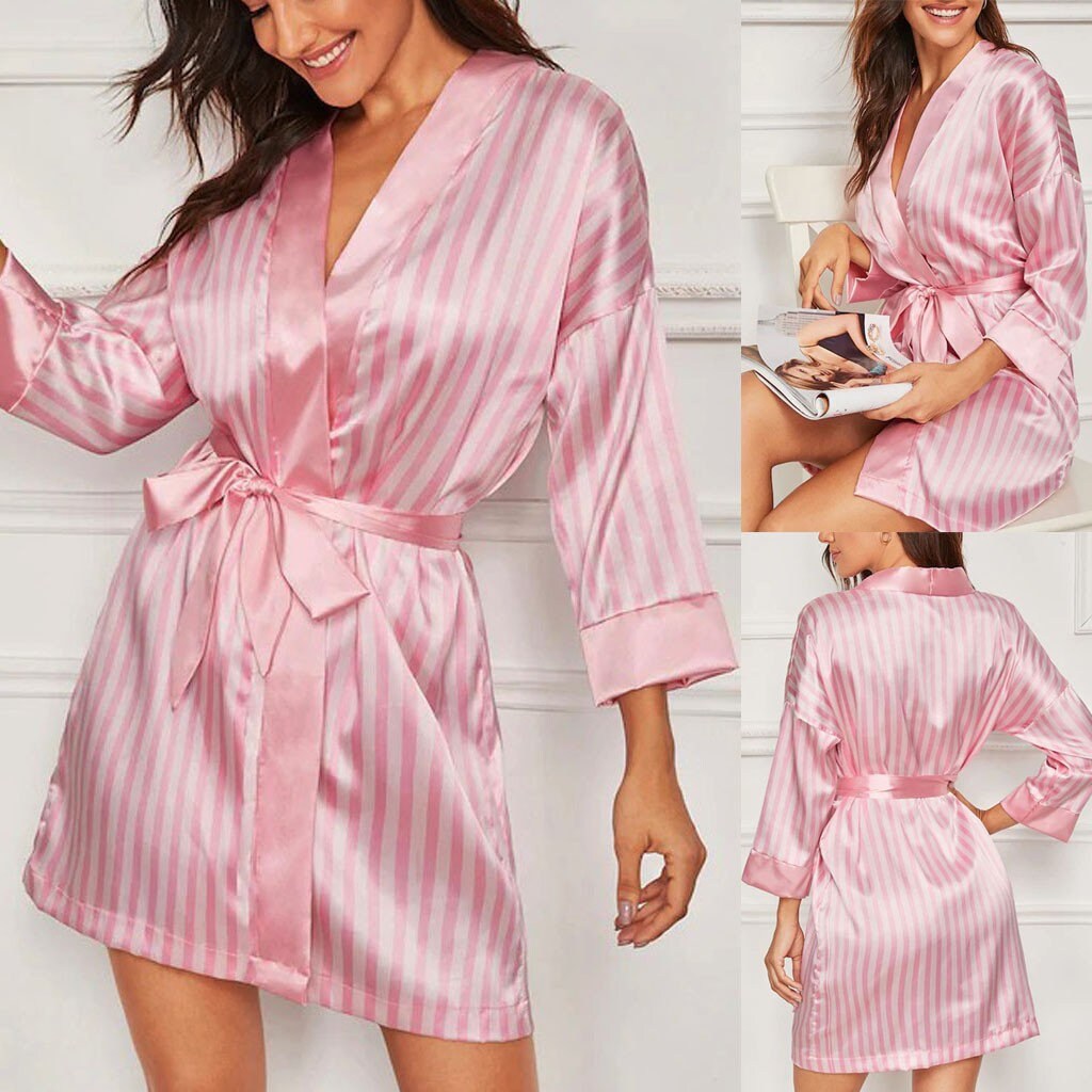Sexy Striped Pink Robe (S-3XL)