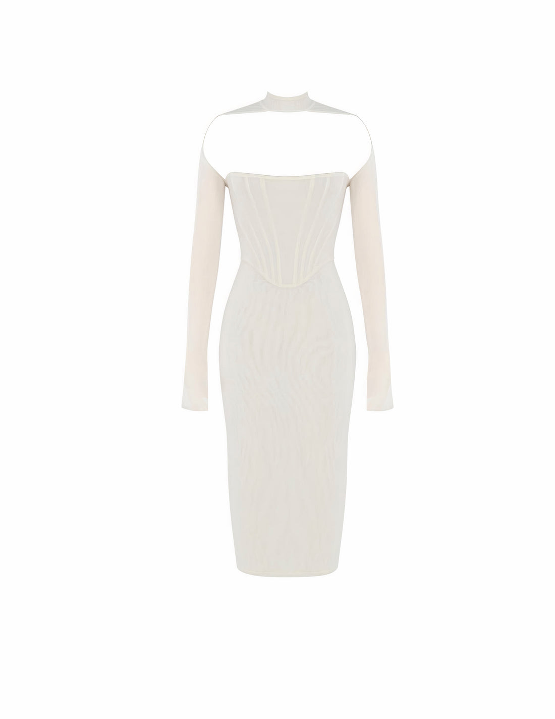 White Long Sleeve Mesh Corset Cocktail Midi Dress – ADONIS BOUTIQUE