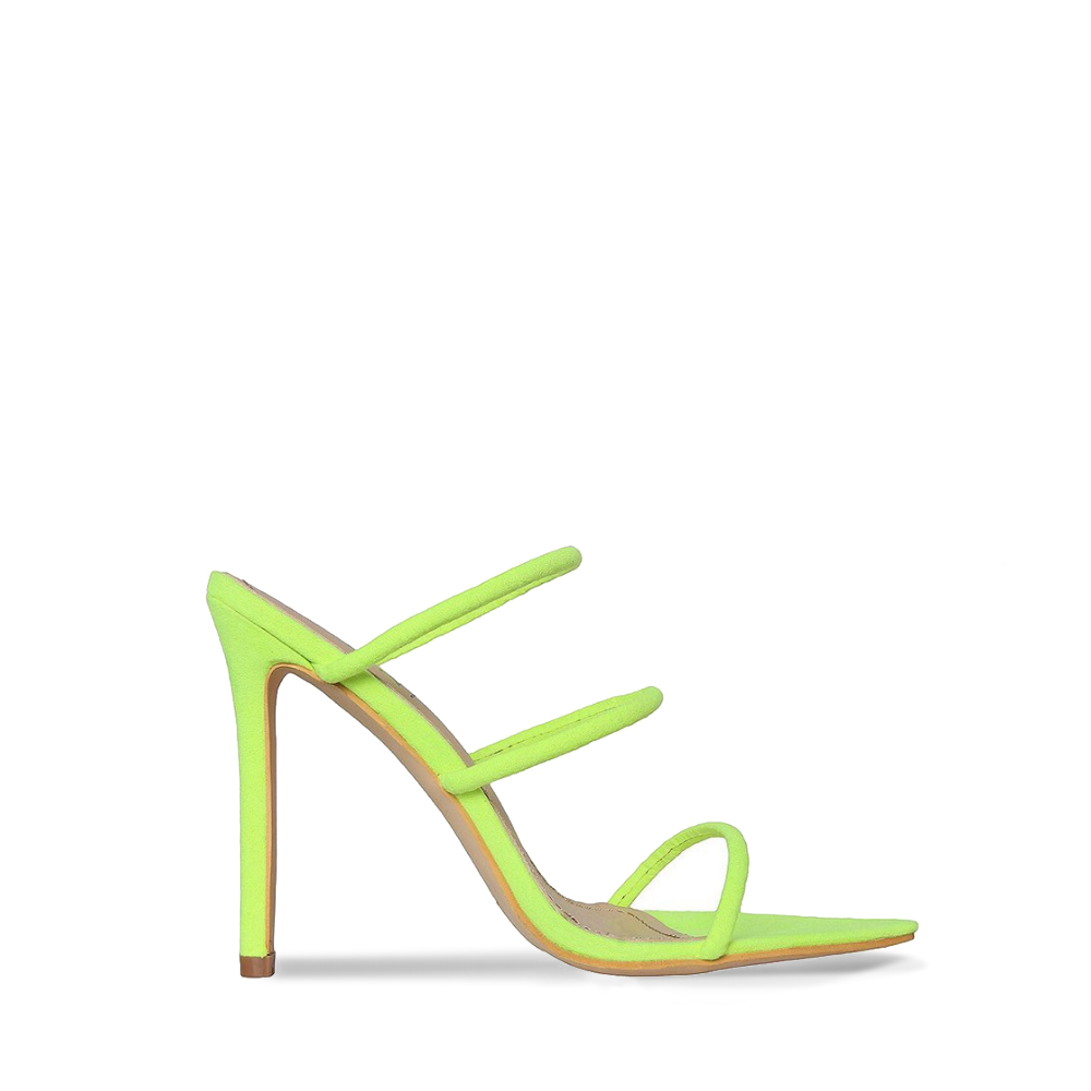 Neon Green Pointed Toe Strappy Sandals