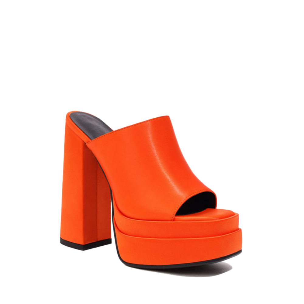 Orange High-heel platform Slip On Mules