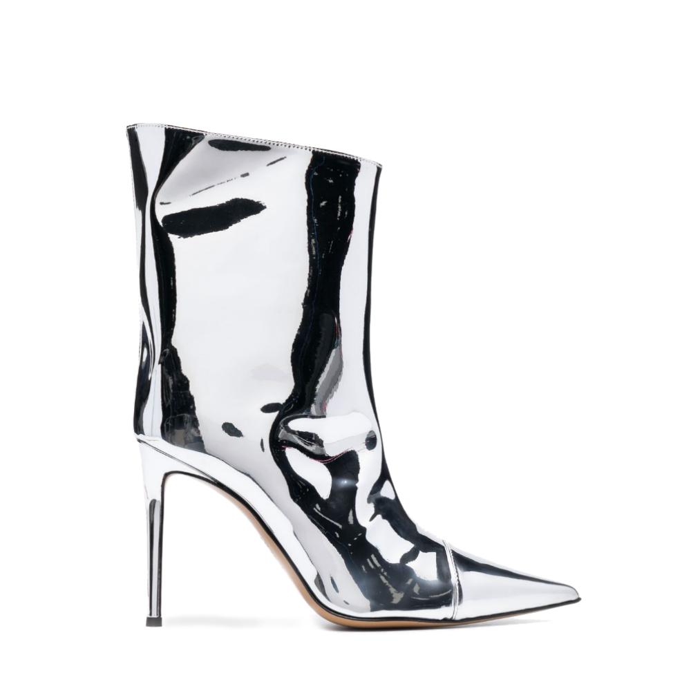 Silver High Fashion Metallic Ankle Boots