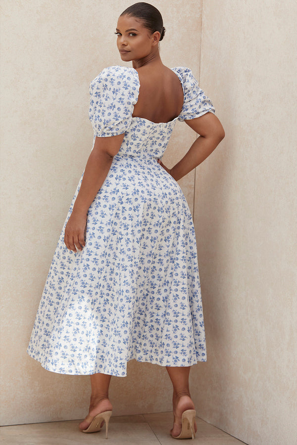 Blue Puff Sleeve Cottagecore Dress – ADONIS BOUTIQUE