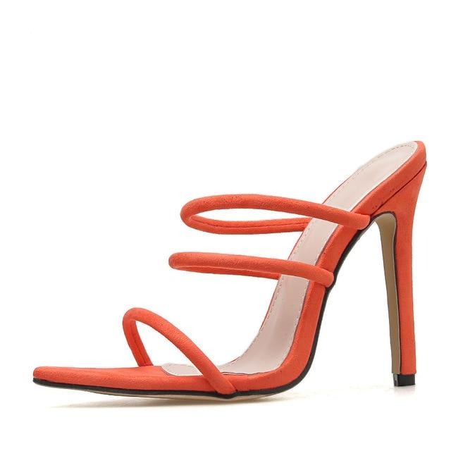 Orange Pointed Toe Strappy Sandals